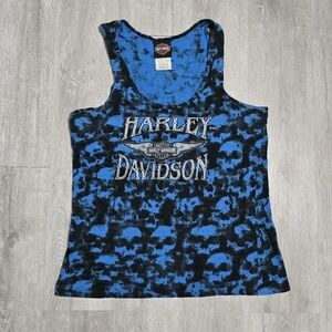 2014 Harley Davidson Women's Skull AOP Print Blue Tank Top San Antonio, Texas